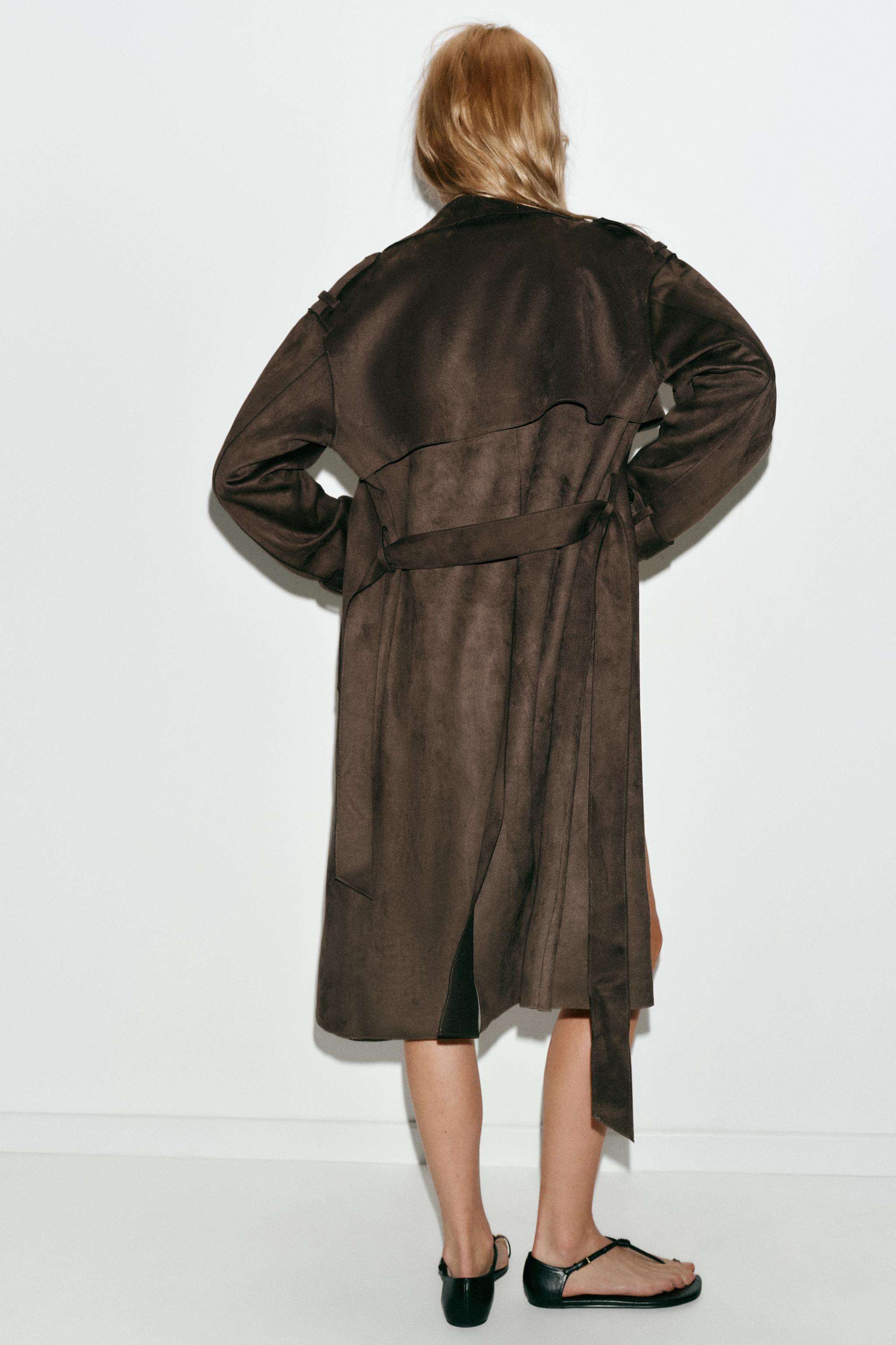 TRENCH LONG EFFET DAIM AVEC CEINTURE